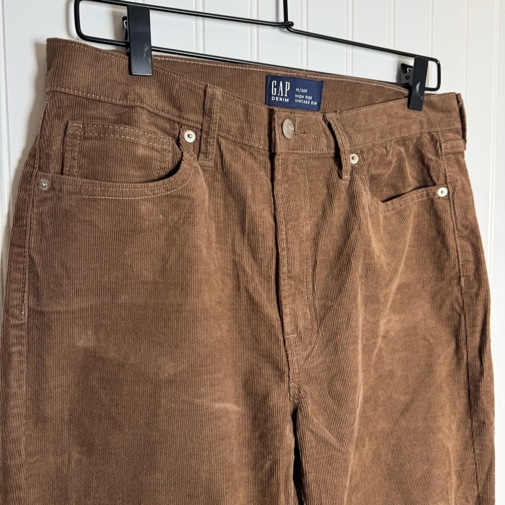 GAP High Rise Vintage Slim Straight Brown Corduroy Pants Women’s Size 10/30R - Picture 3 of 12